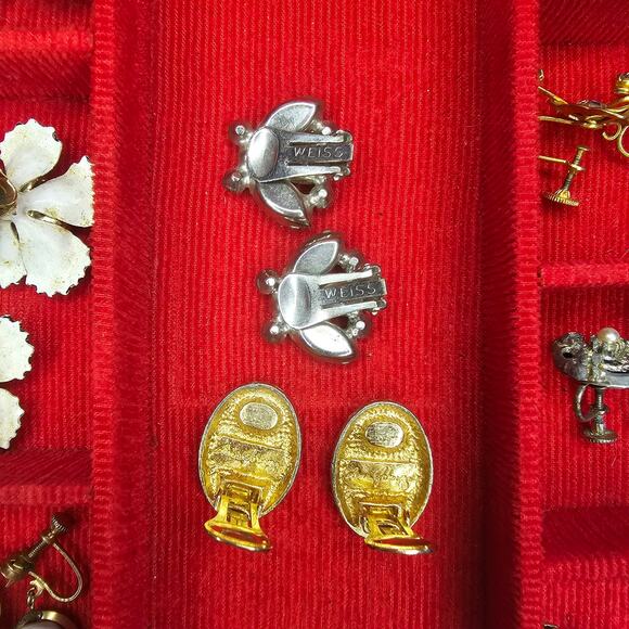 JEWELRY Vintage EARRINGS 14 Pair Screw Clip and BOX Bundle Lot Art Nouveau - Picture 6 of 12